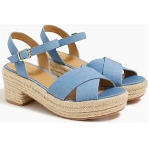 J CREW Blue denim heeled espadrilles sandals